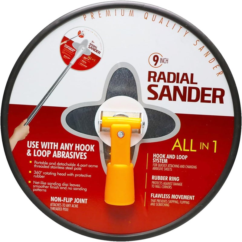 Tonmp 9" Drywall Sander with 360° Swivel Head - Premium Manual Hand Sander for Walls & Ceilings - Hook & Loop Sanding Pad for Smooth Wall Cleaning, Polishing & Drywall Repair - Image 1